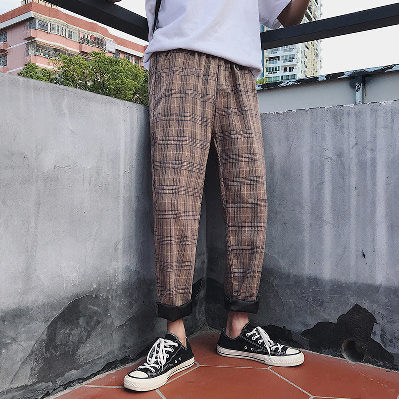 New Style Couple Trousers Plaid Casual Plaid Pants