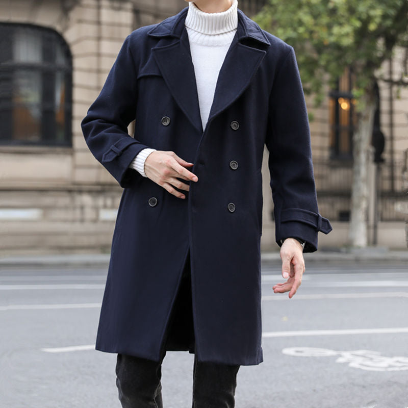 Men's Autumn Winter Long Woolen trench Coat