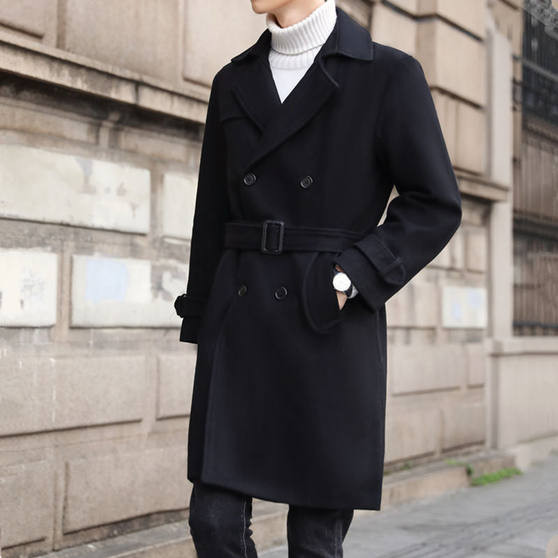 Men's Autumn Winter Long Woolen trench Coat