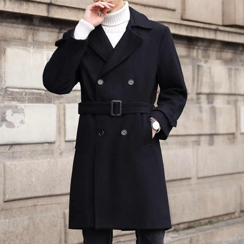 Men's Autumn Winter Long Woolen trench Coat