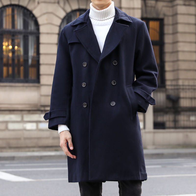 Men's Autumn Winter Long Woolen trench Coat