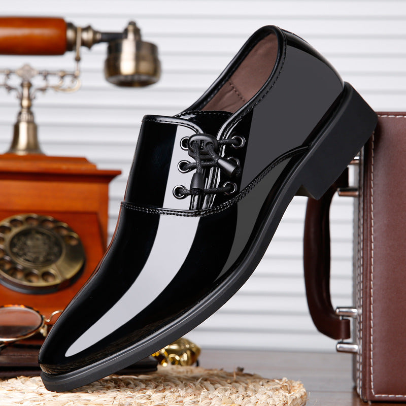 Zapatos casuales de negocios de cuero con cordones para hombres