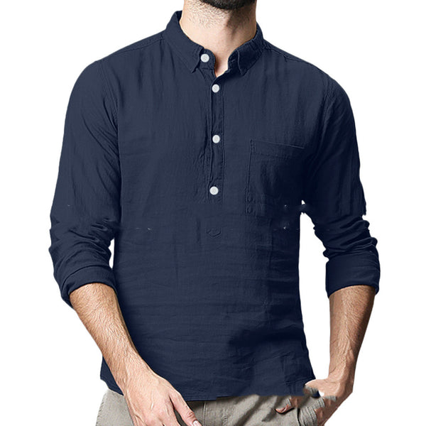Camisa de manga larga con solapa para hombre