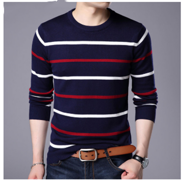 Suéter suelto y cálido de cuello redondo de color sólido para hombre