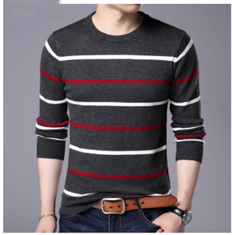 Men's Loose Warm Solid Color Crew Neck Sweater