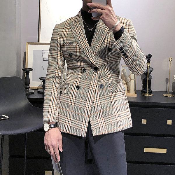 Slim Plaid Suit Jacket for men