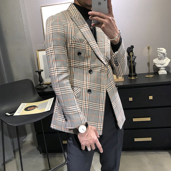 Slim Plaid Suit Jacket for men