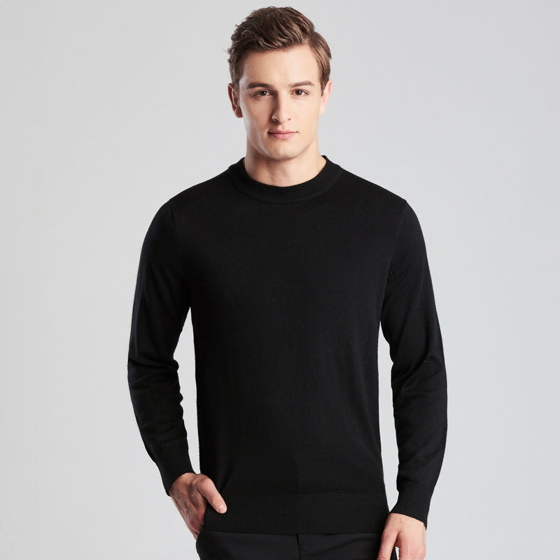 Men's Long Sleeve Solid Color Round Neck Knitted Sweater