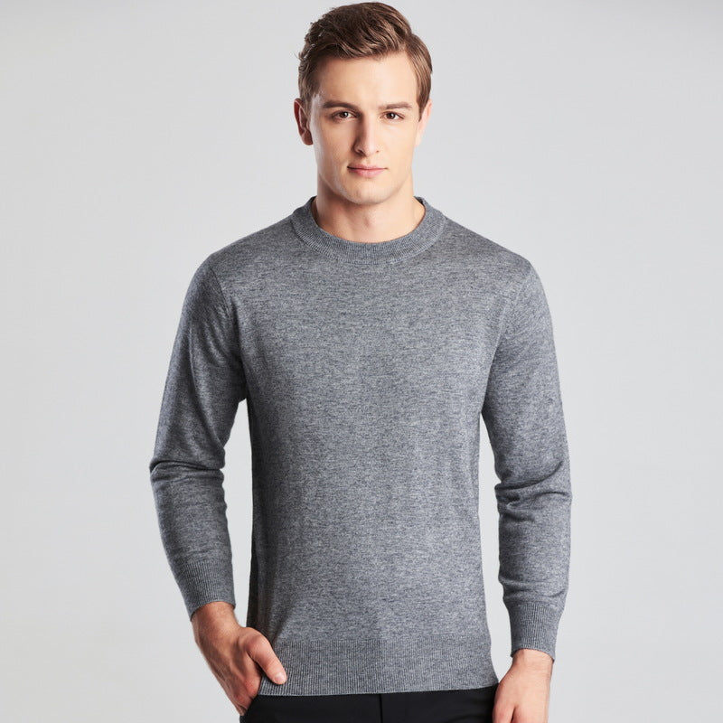 Men's Long Sleeve Solid Color Round Neck Knitted Sweater
