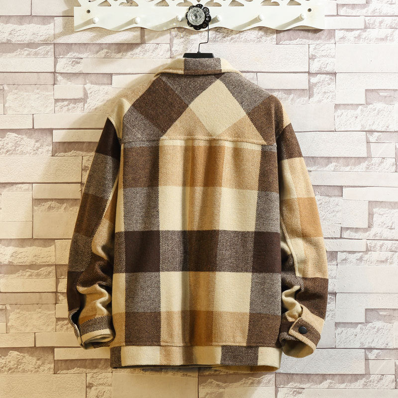 New Men's Plaid Woolen Jacket