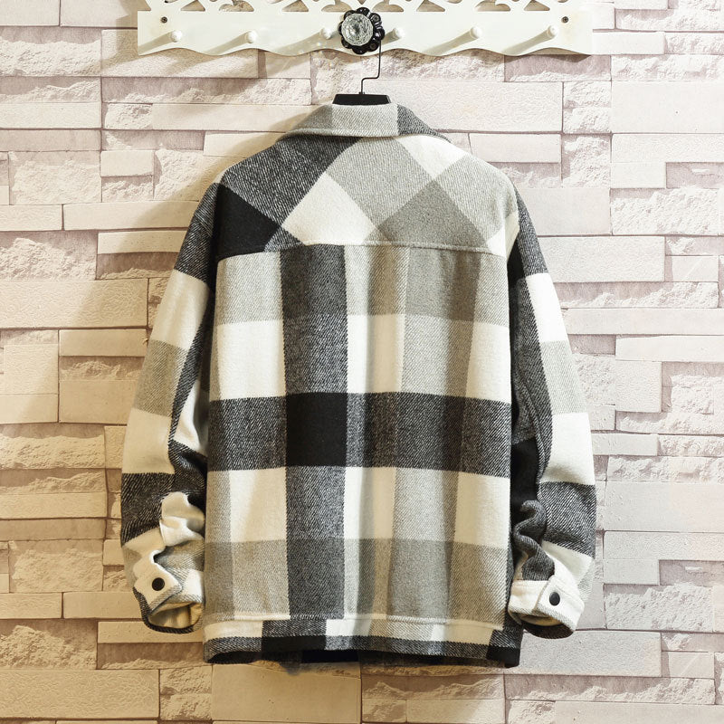 New Men's Plaid Woolen Jacket