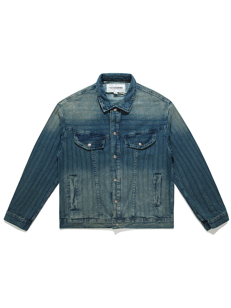 New Vertical Stripes Retro Denim Jacket Men