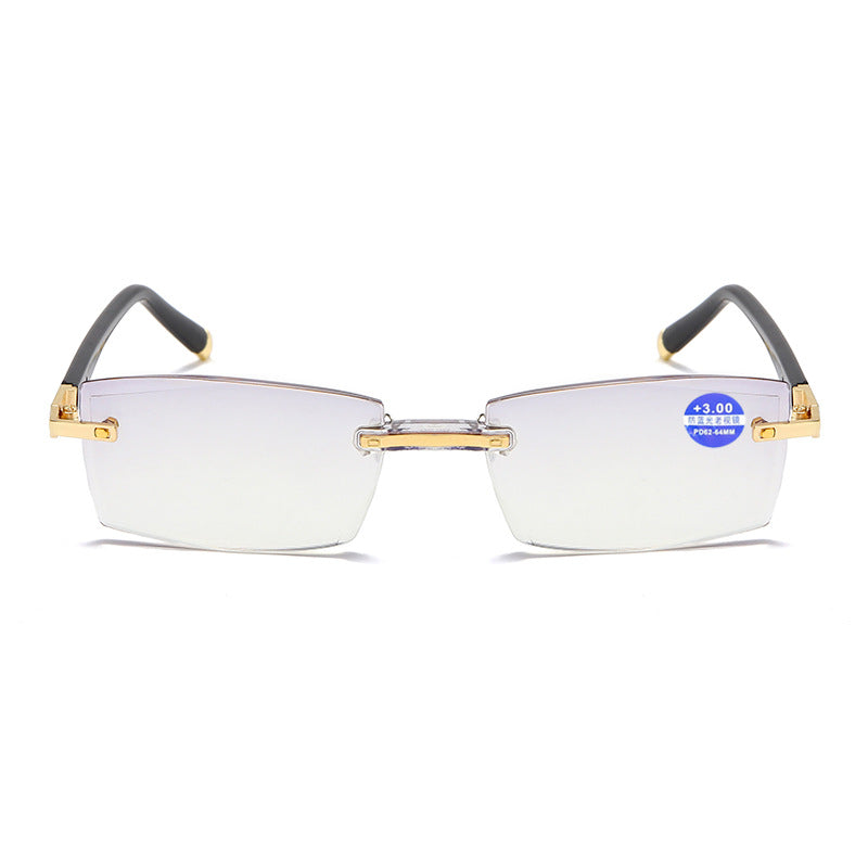 Diamond Cut Edge Anti-Blue Light Resin Glasses Frameless