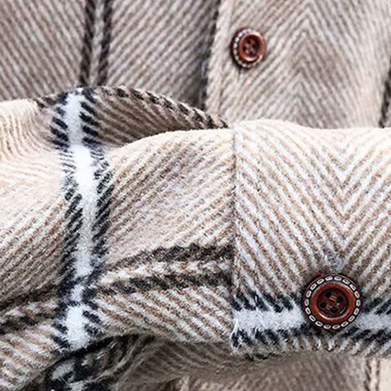Chaqueta estilo camisa a cuadros de lana para hombre, estilo retro, combina con todo, a la moda