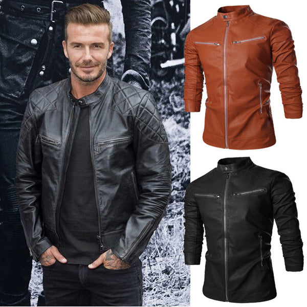 Chaqueta de cuero para hombre Chaqueta de moto para hombre