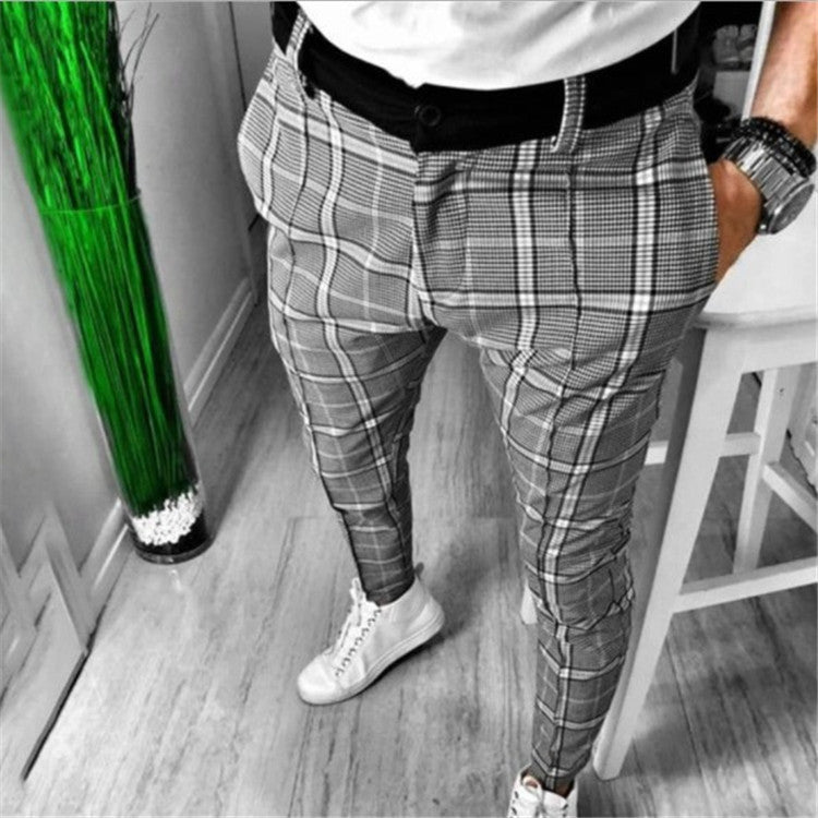 Large Plaid Striped Casual Trousers Fashion Foot Pants