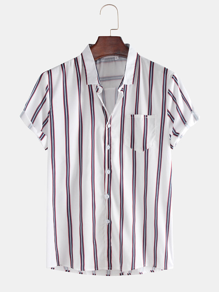 Men's Striped Short Sleeve Shirt