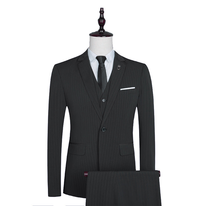 Slim Vertical Stripe Suit Three-piece Suit for men