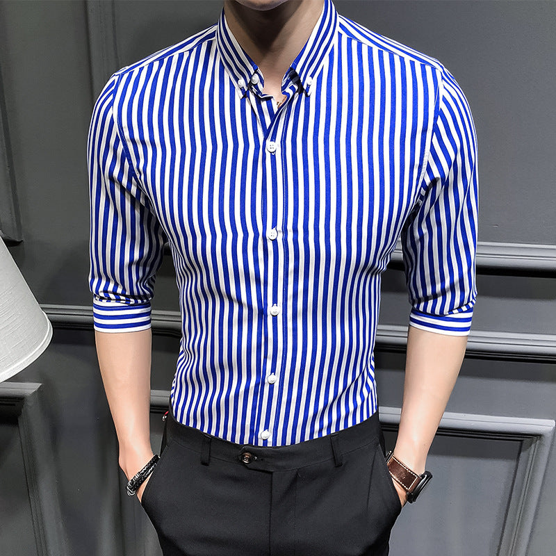 Camisa casual delgada de hombre a rayas de nuevo estilo de verano