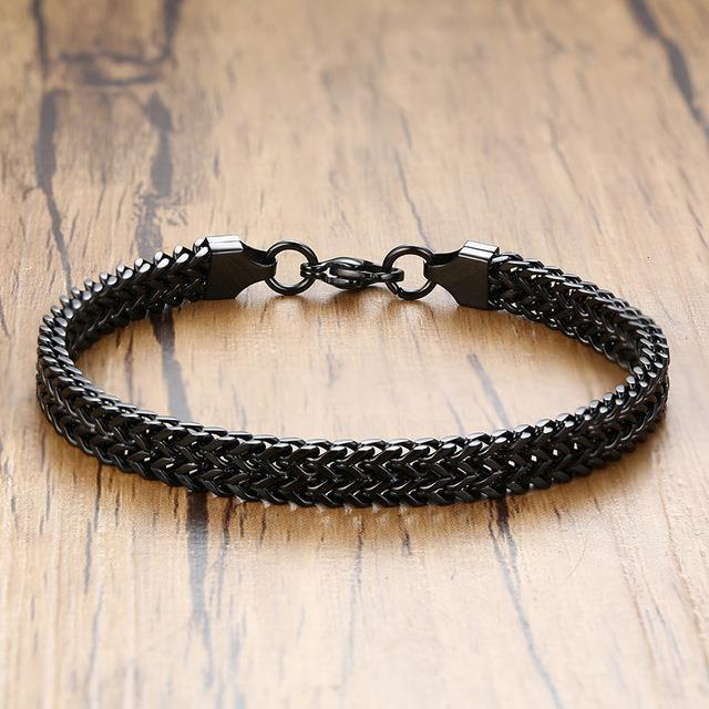 Vnox Vintage Cool Double Curb Chain Bracelet