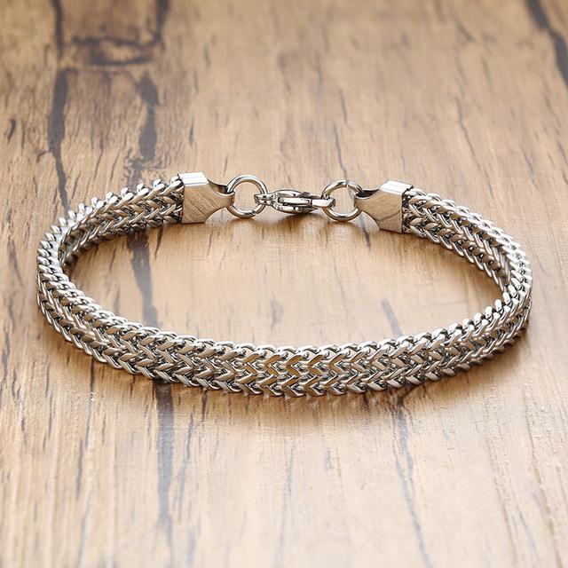 Vnox Vintage Cool Double Curb Chain Bracelet
