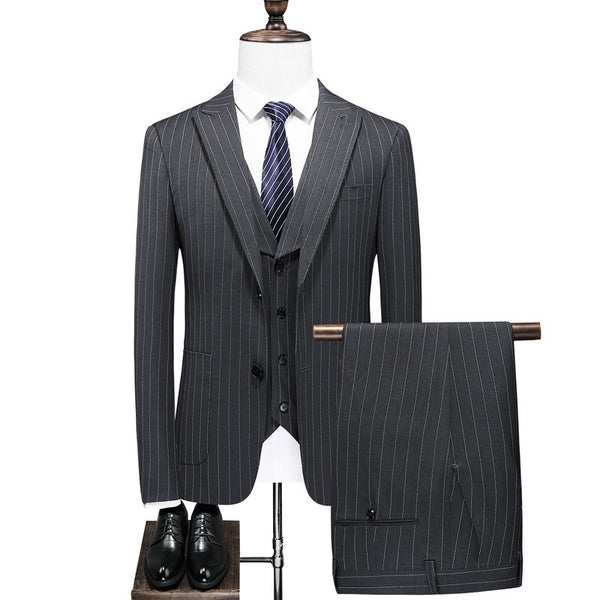 Men's Striped Cross-border Three-piece Slim Wedding suit