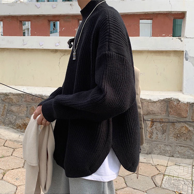 Half-high Collar Men's Autumn And Winter Thickened Loose sweater