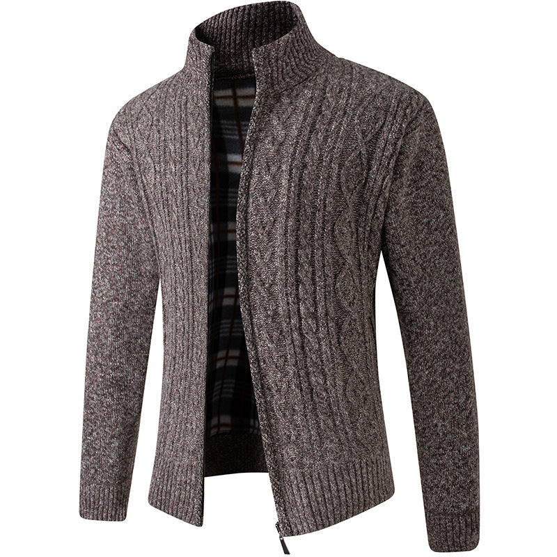 Men Plus Velvet Thick Knit Sweater Cardigan Sweater