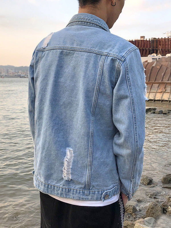 Ripped Denim Jacket Men