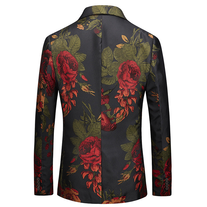 flower Slim Suit Jacket Men