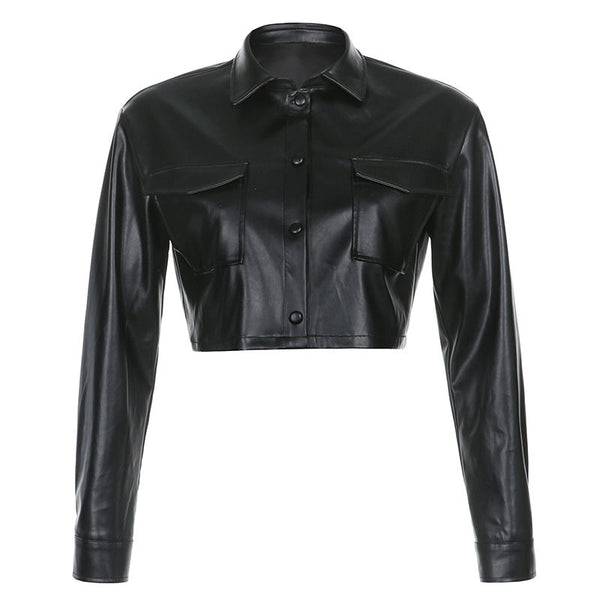 Long-sleeved Leather Jacket women