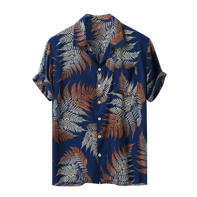 Colorful Men's Summer Short Sleeve Loose Button Hawaiian shirt