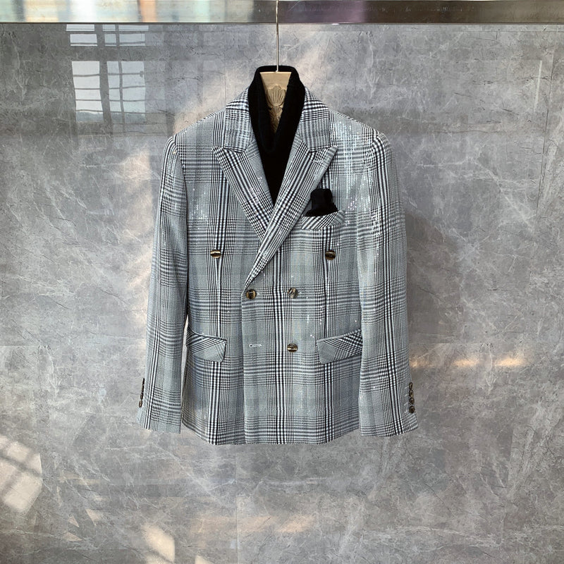 British Plaid Slim Double-breasted Small Suit Jacket