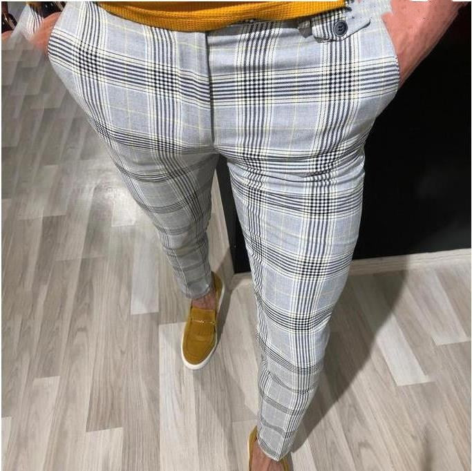 Plaid Pants Summer Nine-point Trousers For Men