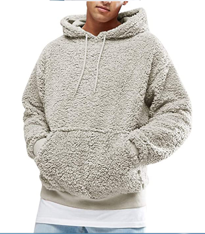 Suéter grueso con capucha de terciopelo para hombre Plus