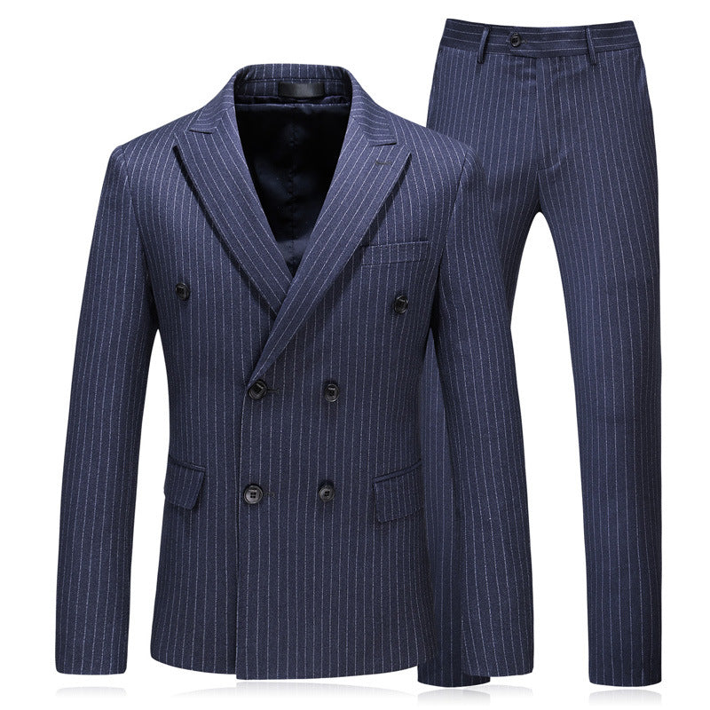 New Foreign Trade Men's Double-Breasted Striped Three-Piece suit