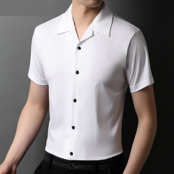 Camisa de verano con cuello cubano para hombre