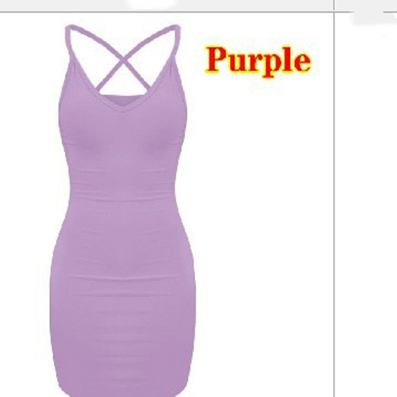 Pure Color Simple Hanging Neck Tight-fitting one piece