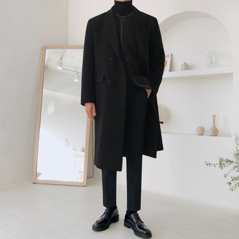 Gabardina de lana de invierno estilo británico para hombre