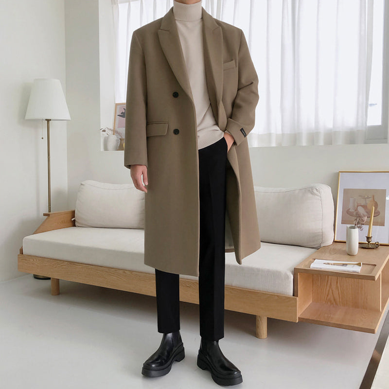 Gabardina de lana de invierno estilo británico para hombre