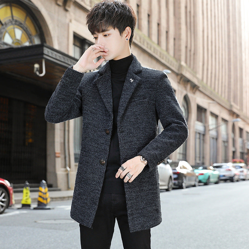 Korean Style Slim Plus Size Woolen Trench Coat