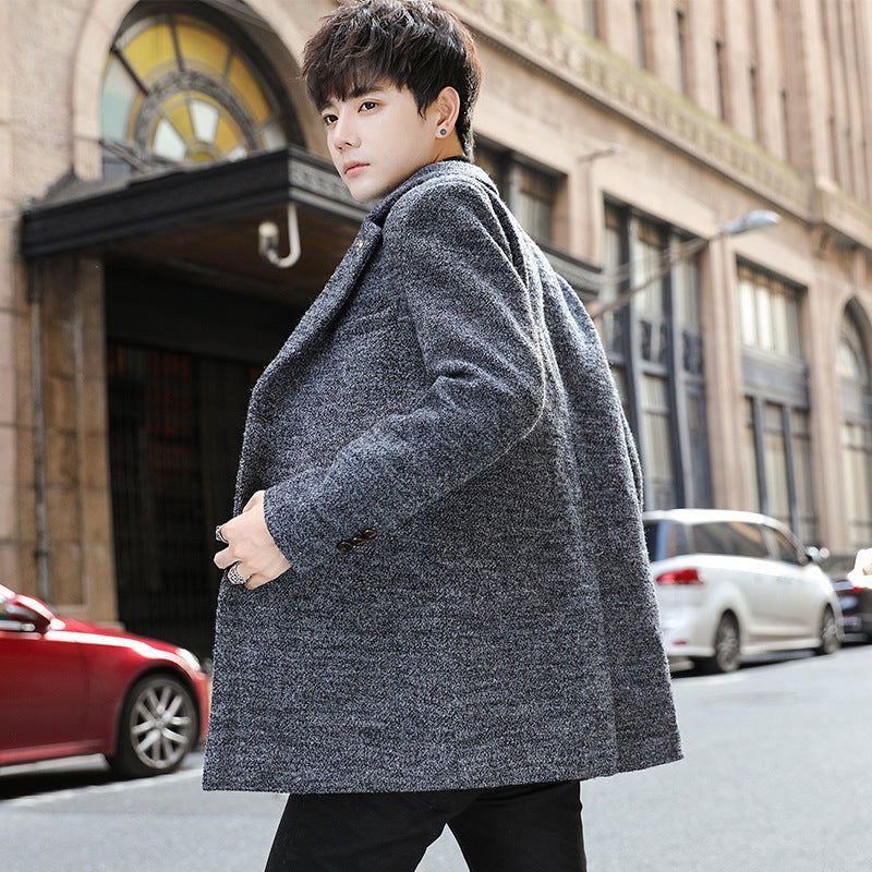 Gabardina de lana de talla grande delgada de estilo coreano
