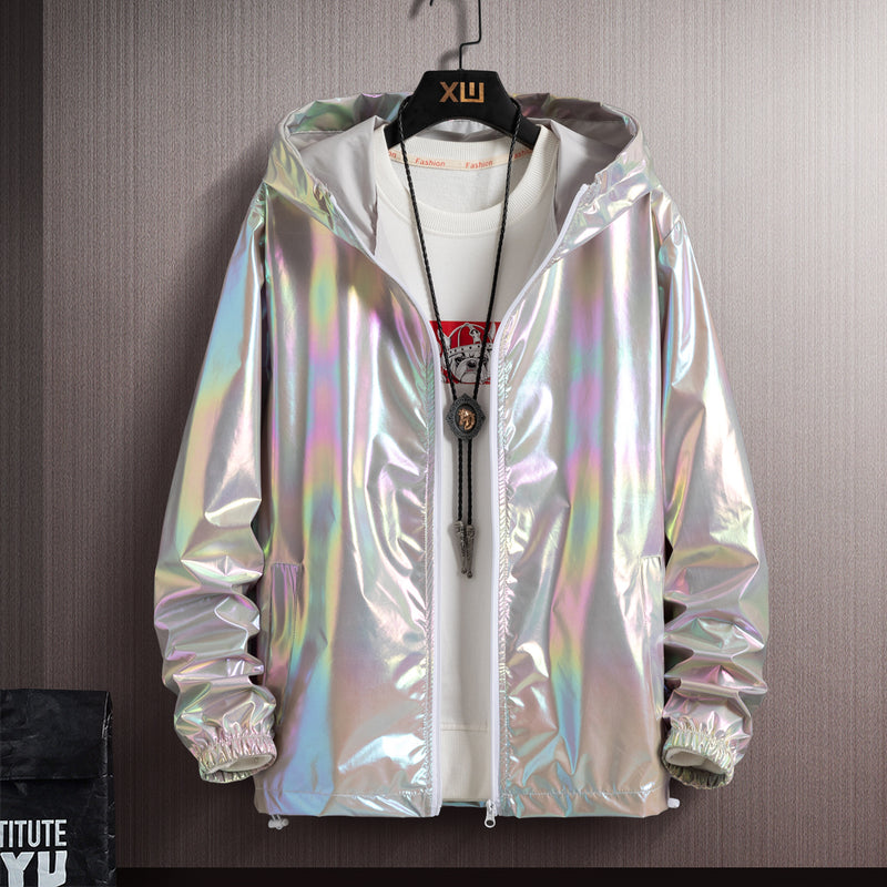 New Men's Shiny Sunscreen Hooded Jacket