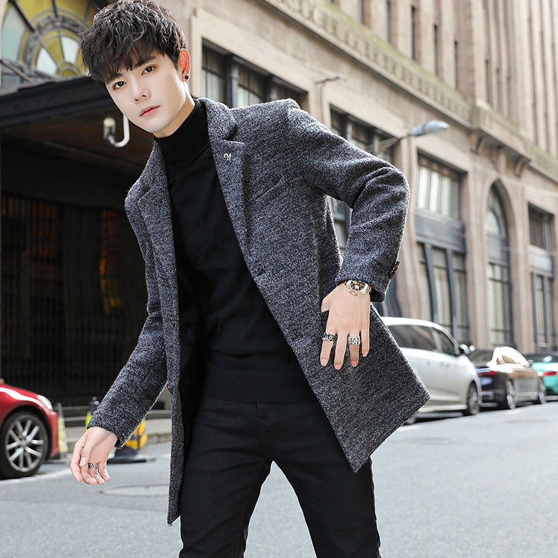 Men's Mid Length Woolen trench Coat