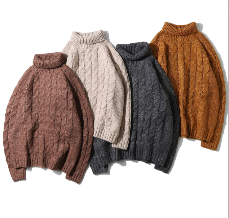 Yidao Vintage Winter New Loose Turtleneck Pullover Sweater