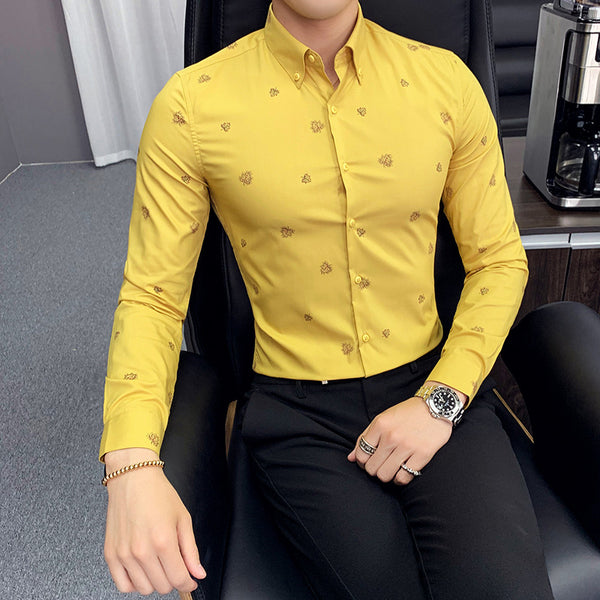 Men's Floral Shirt Slim Casual