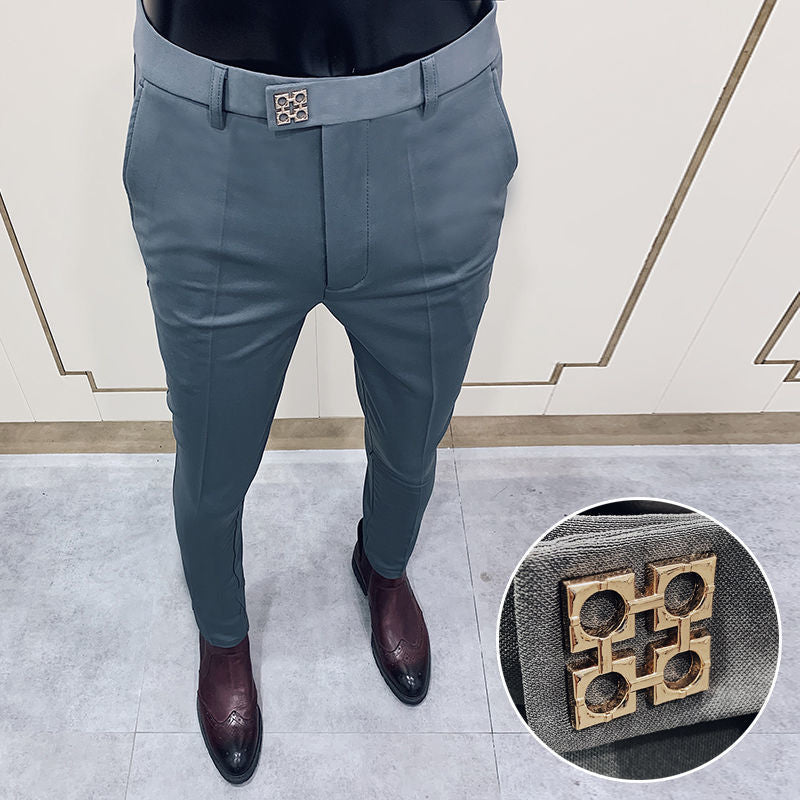 New Trousers Men's Slim Nightclub Nine-Point Pants Suit Pants Men