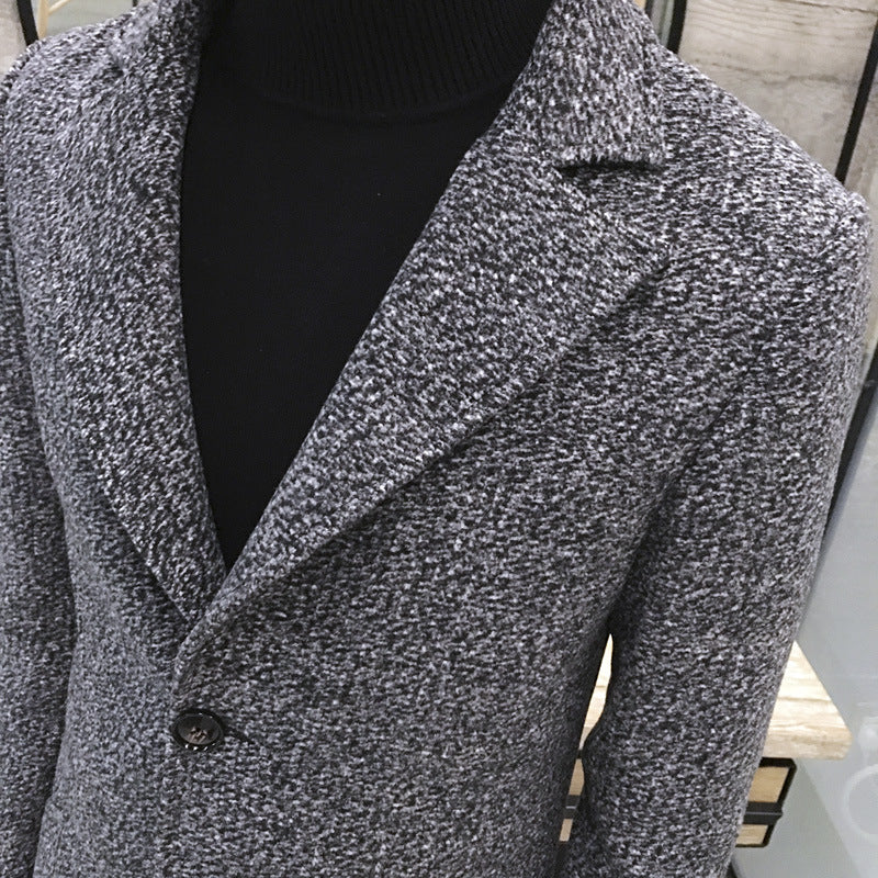 Autumn New Mid-Length Windbreaker Men's Woolen Coat