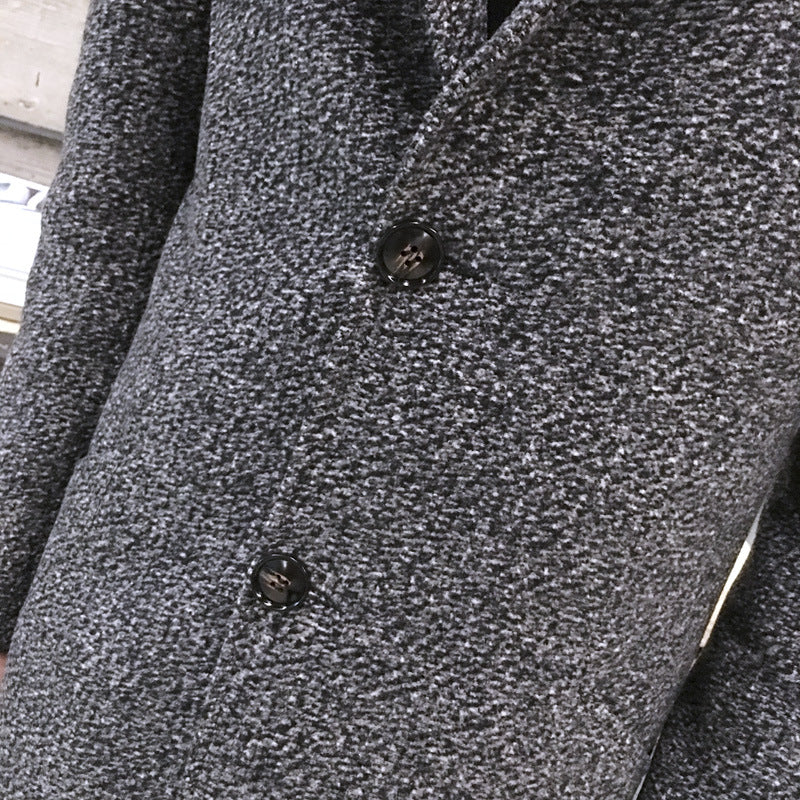 Otoño nuevo abrigo de lana cortavientos de longitud media para hombres