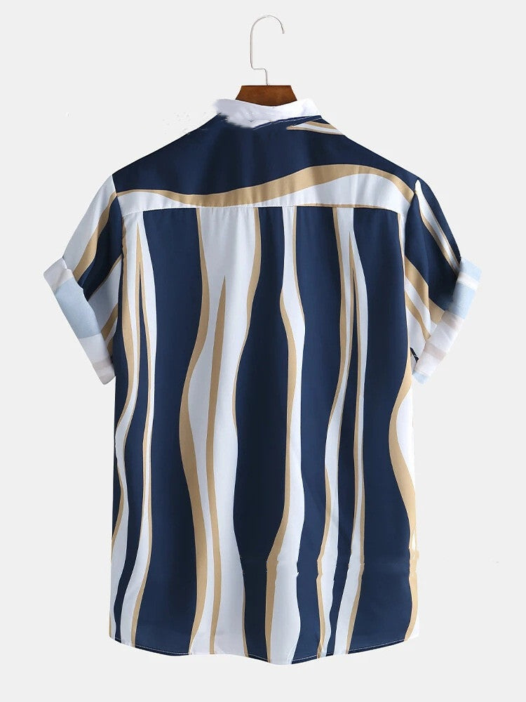 Men's Printed Hawaiian Striped Shirt